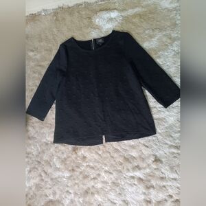 Black Textured Long Sleeve Top